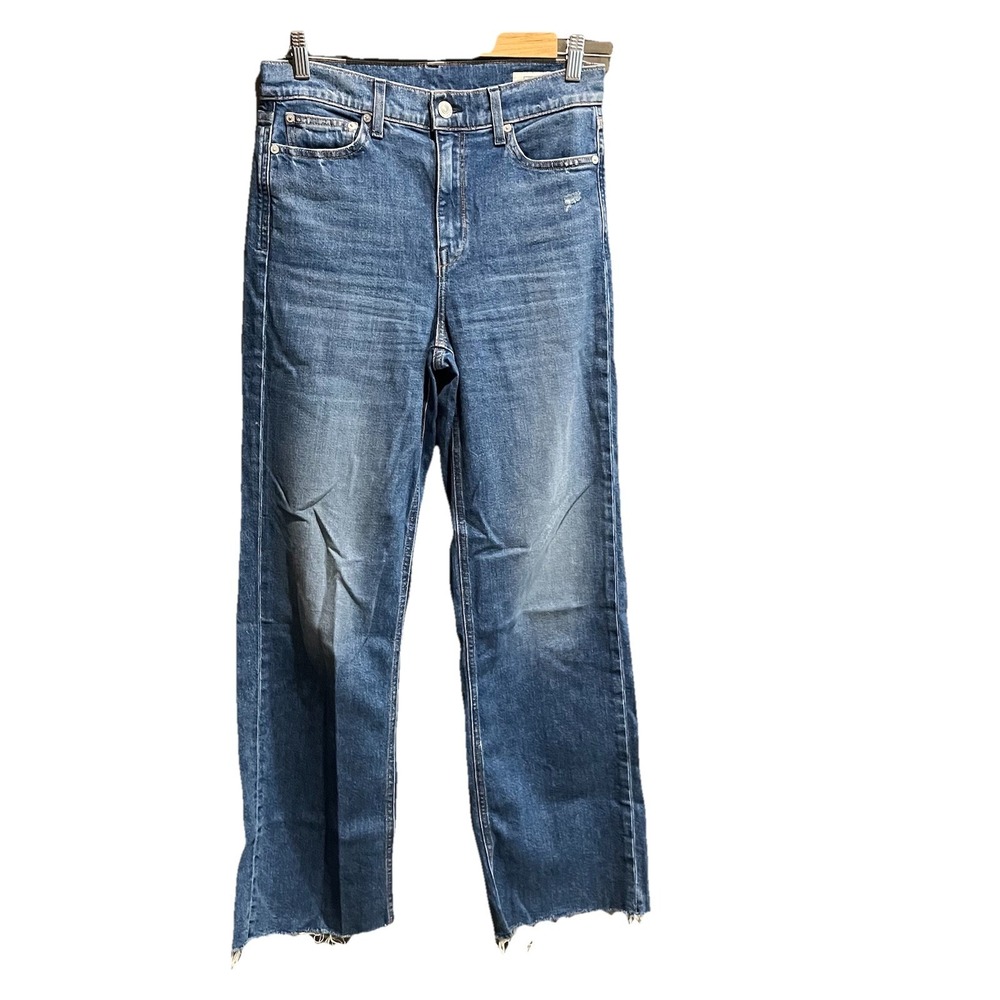 AYR Blue The Secret Sauce Straight Leg Wide Leg Fray Hem Women's Jeans Size 28